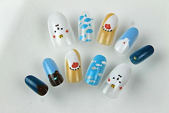 オリジナルネイルチップ 白くま柄 透明チップ オリジナルネイルチップ 白くま柄 透明チップ