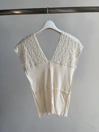 baserange Nehru タンクトップ - レース＆ウール Nehru タンクトップ in Cylin / verbe purple | オーガニックコットン