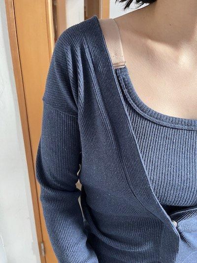 値下げbaserange TAV カーディガン blue Mサイズ Tav Cardigan Snaps in Assortment | Recycled denim rib | en