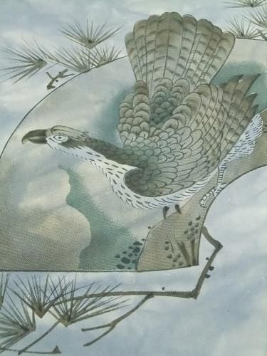 訳あり美品】伝統的な和服セット 鷹と松の柄