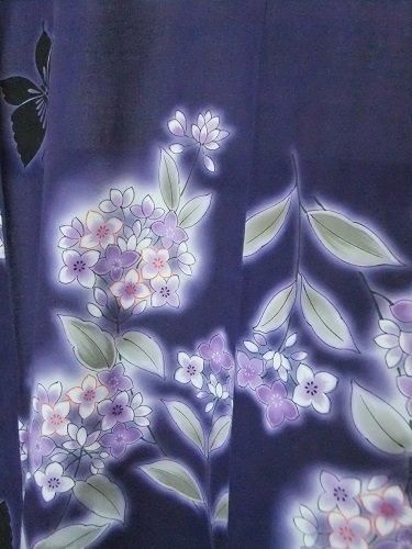 浴衣・紫色の花と蝶| リサイクル着物 - 和布紺屋 浴衣・紫色の花と蝶| リサイクル着物 - 和布紺屋