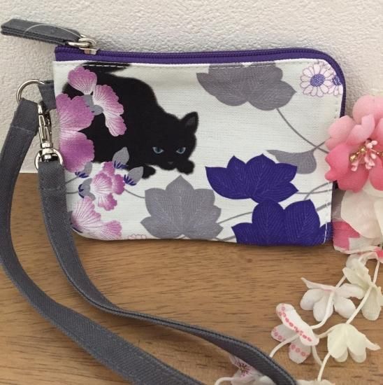撫松庵 芙蓉と猫 パスケース - 猫グッズショップ いえねこ屋