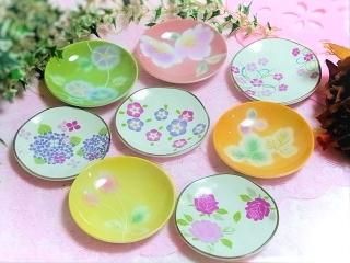 九谷焼 八角形 花柄皿 オリジナルボックス付き