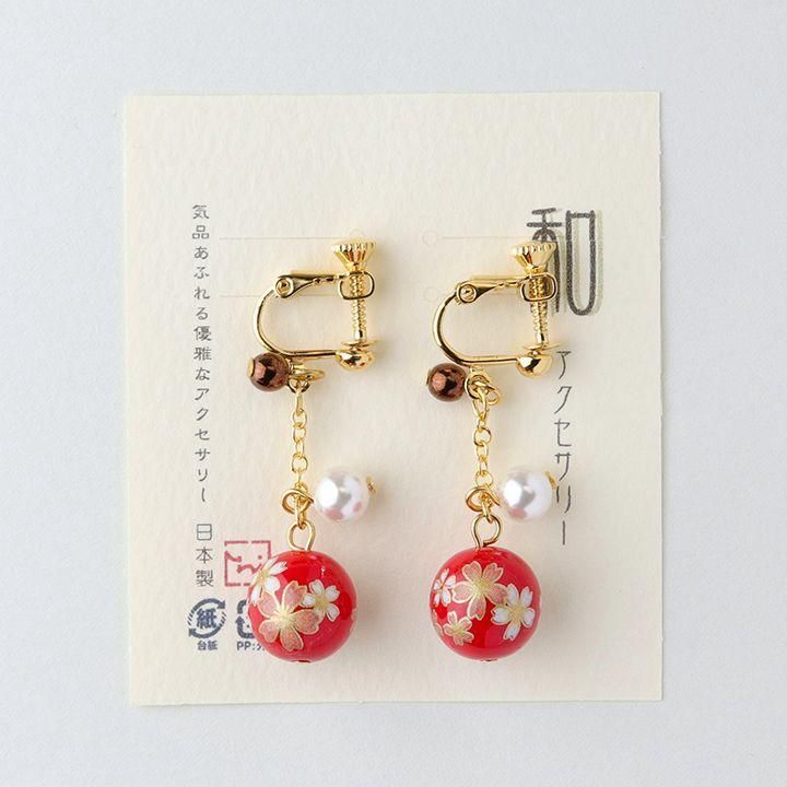 和風アクセサリー 和玉のイヤリング 桜柄 ロング 花楽堂 Karakudo 和風アクセサリー 和玉のイヤリング 桜柄 ロング 花楽堂 Karakudo