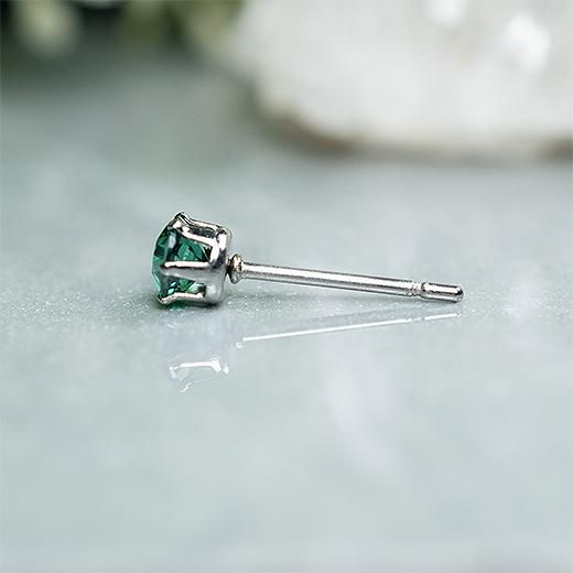 天然グリーントパーズ　ピアス グリーントパーズ・ピアス 4mm（片耳） - Crystal Life☆天然石