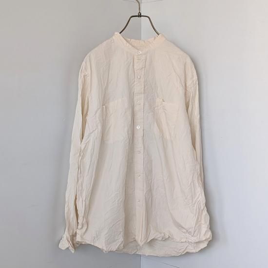 Vas-y Lentement  40'S ORGANIC POPLIN BANDED COLLAR L/SL OVERSIZE SHIRT