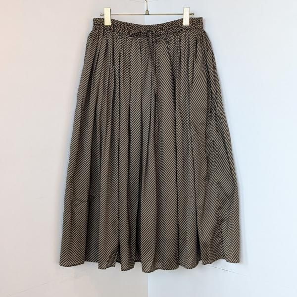 maison de soil  COTTON SILK BIAS STRIPE PRINT RAJASTHAN TUCK GATHERED SKIRT WITH LINING