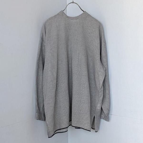 <img class='new_mark_img1' src='https://img.shop-pro.jp/img/new/icons47.gif' style='border:none;display:inline;margin:0px;padding:0px;width:auto;' />maison de soil  HANDWOVEN COTTON SINGLE CHECK 2WAY PULLOVER SHIRT WITH MINI PINTUCK