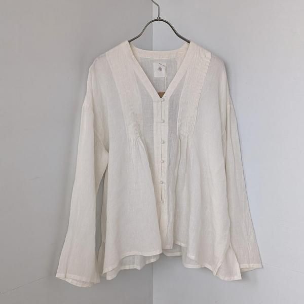 <img class='new_mark_img1' src='https://img.shop-pro.jp/img/new/icons47.gif' style='border:none;display:inline;margin:0px;padding:0px;width:auto;' />maison de soil  YARN DYE AUTO LOOM 60s LINEN PLAIN V-NECK FRONT OPENING BLOUSE