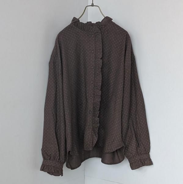 <img class='new_mark_img1' src='https://img.shop-pro.jp/img/new/icons11.gif' style='border:none;display:inline;margin:0px;padding:0px;width:auto;' />maison de soil  WOOL/COTTON/SILK PIN DOT PRINT FRILL COLLAR SHIRT