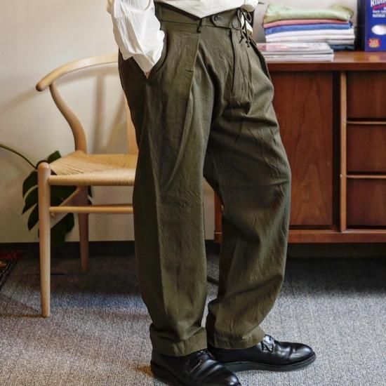 COLINA Wool gaba slacks：コリーナウールギャバジンタックスラックス