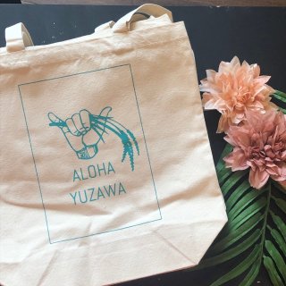 YUZAWA × ALOHA　ナチュラルコットンエコバッグ　ホワイト