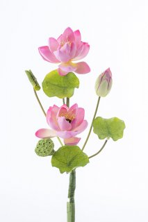 【仏壇用造花】高級ハス ピンク 総高さ30cm