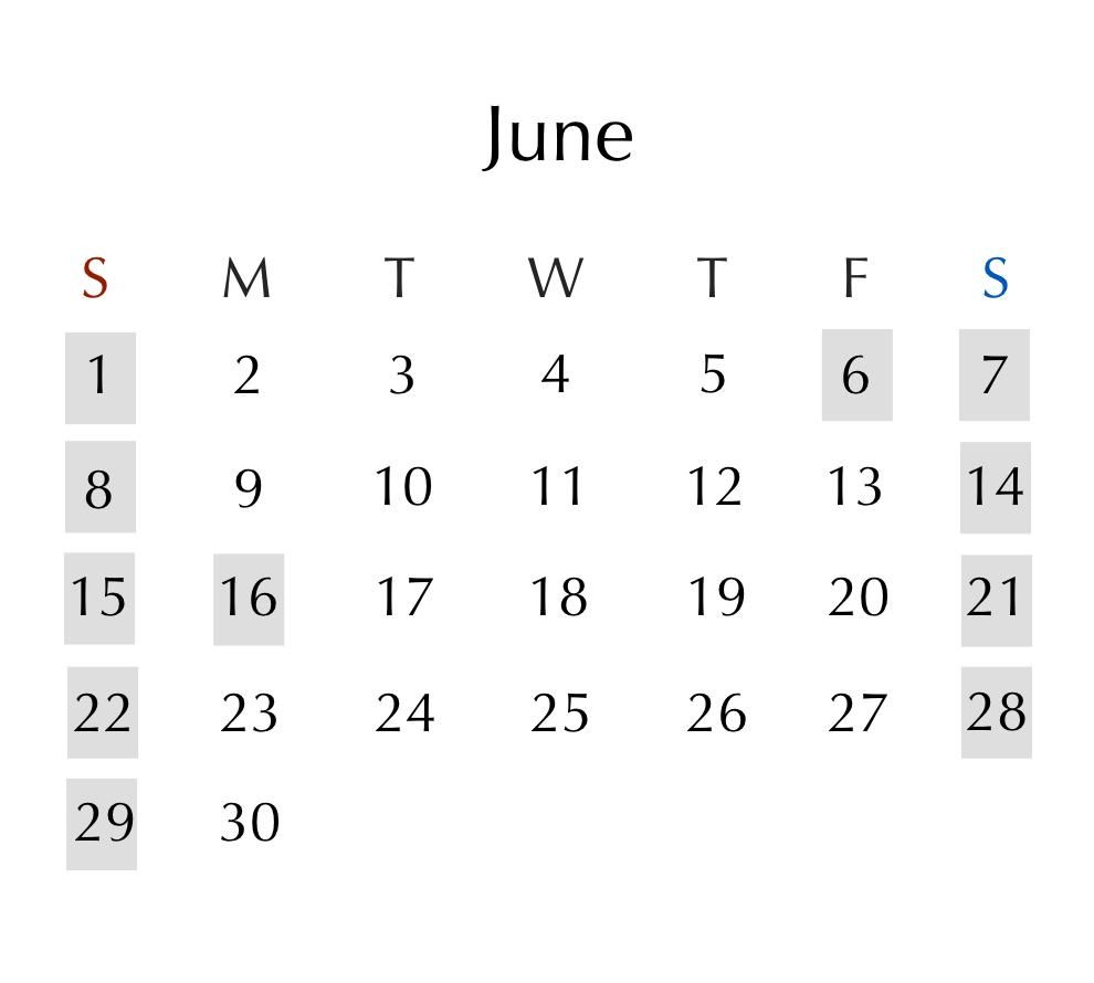 6月カレンダー