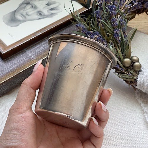 Antique Silver initial cup