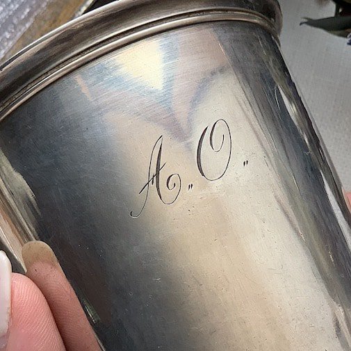 Antique Silver initial cup