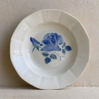Sarreguemines blue rose plate.b