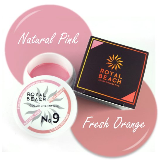 【ROYAL BEACH】<br>カラーチェンジジェルネイル<br>09. NATURAL PINK⇔FRESH ORANGE<img class='new_mark_img2' src='https://img.shop-pro.jp/img/new/icons20.gif' style='border:none;display:inline;margin:0px;padding:0px;width:auto;' />