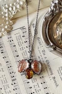 アンティーク　アイリスガラス　オクタゴン　ペンダント　アールデコ 1930's Iris Glass Pendant Top（1930年代 アイリスガラス