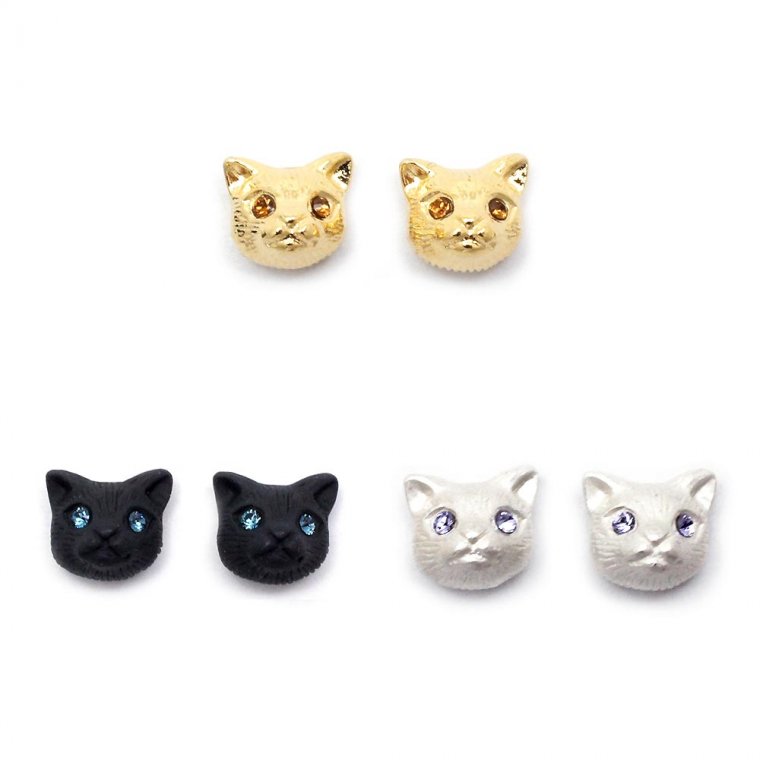 新品 ガーグル gargle mini CATS ピアス 黒猫 - ピアス(両耳用)