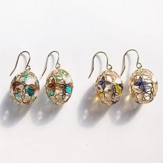 ゾーラ Zoule morocan ピアス ステンドグラス風 ブルー/イエロー