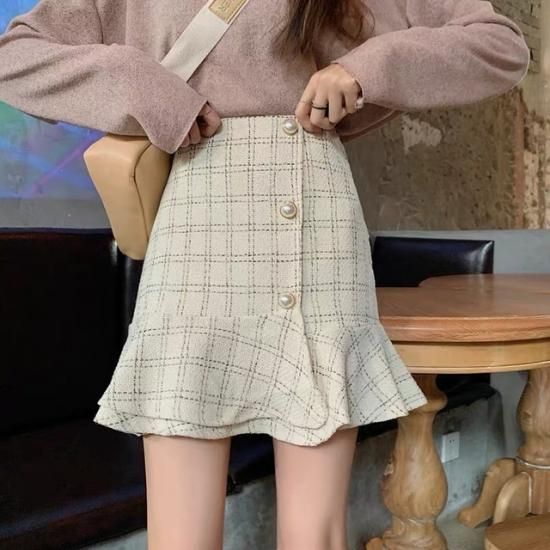春フリルチェックスカート Leeen Select 春フリルチェックスカート Leeen Select