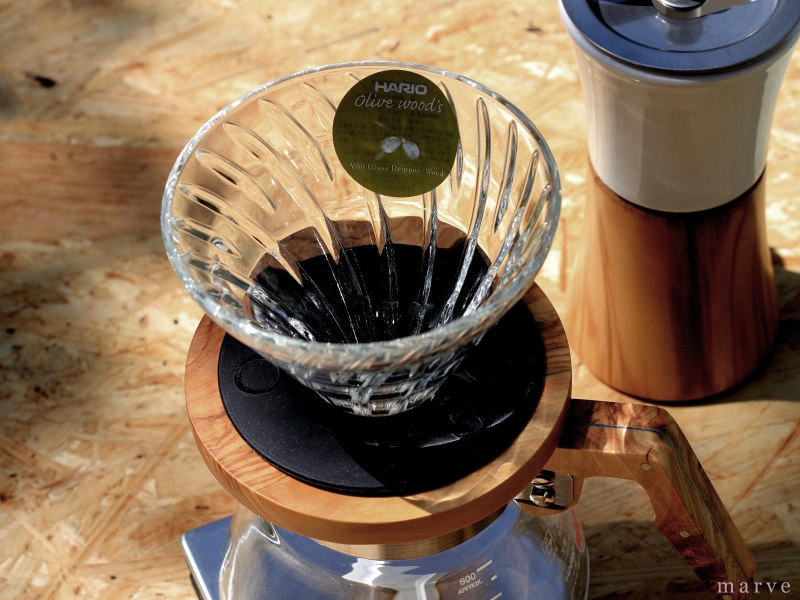 HARIO V60透過ドリッパー オリーブウッド02（1～4杯用） - mp
