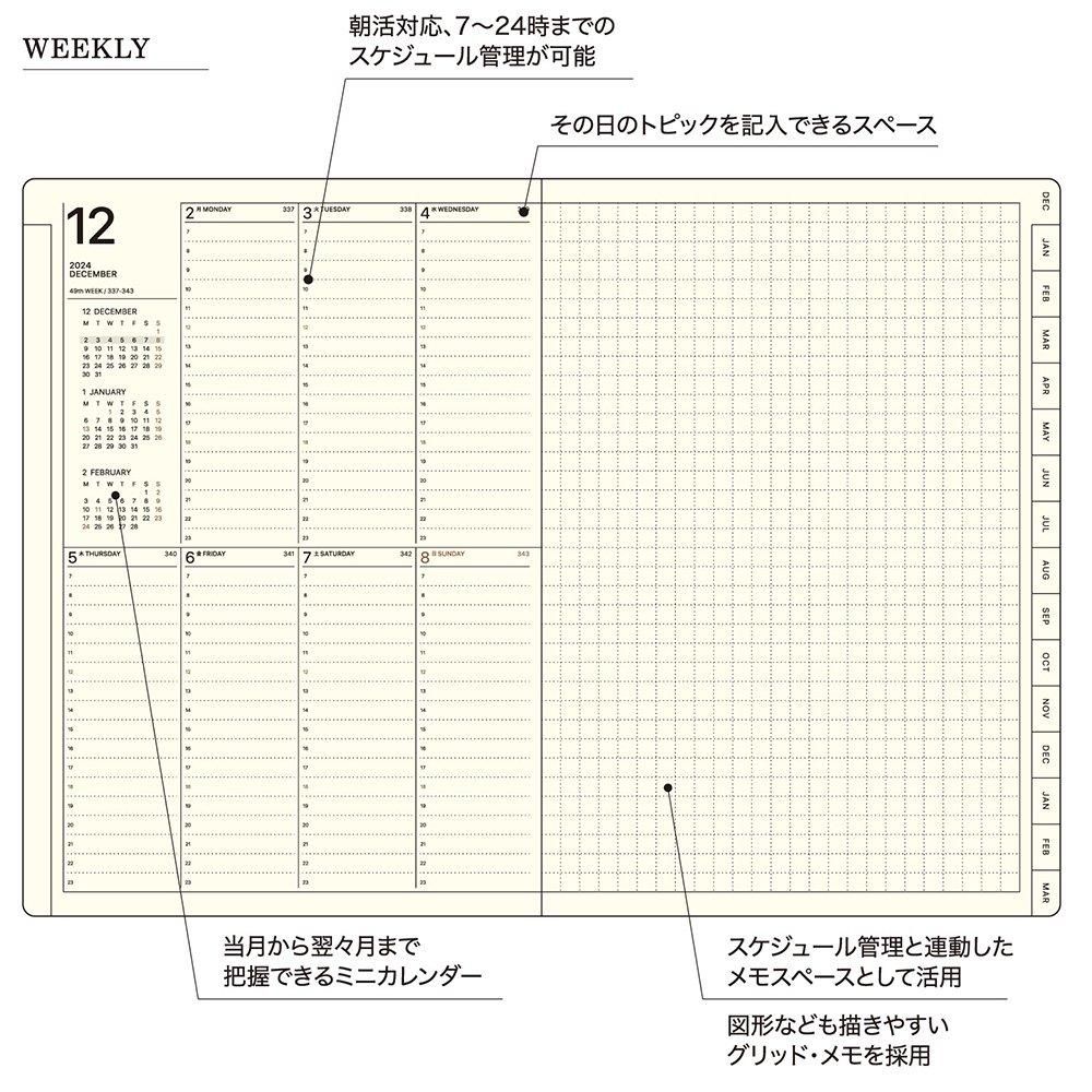 仕事計画」DIARY2025／Pre.12 - リフィル - ラコニック公式通販