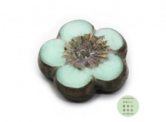 21mm チェコビーズ テーブルカット ハイビスカス ミントブルー チェコガラスビーズ フラワー 花 21mm チェコビーズ テーブルカット ハイビスカス ミントブルー チェコガラスビーズ フラワー 花