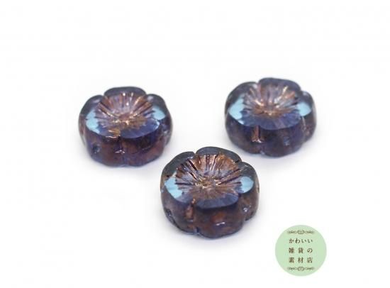 15mm チェコビーズ テーブルカット ピカソ ハイビスカス クリアブルー チェコガラスビーズ フラワー 花 15mm チェコビーズ テーブルカット ピカソ ハイビスカス クリアブルー チェコガラスビーズ フラワー 花