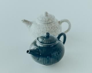 失透釉 後手 急須 古美術 古道具 アンティーク 甚秋 伊藤成二 Jinshu Seiji Ito 桜色 銀蓋 後手急須 ST0726