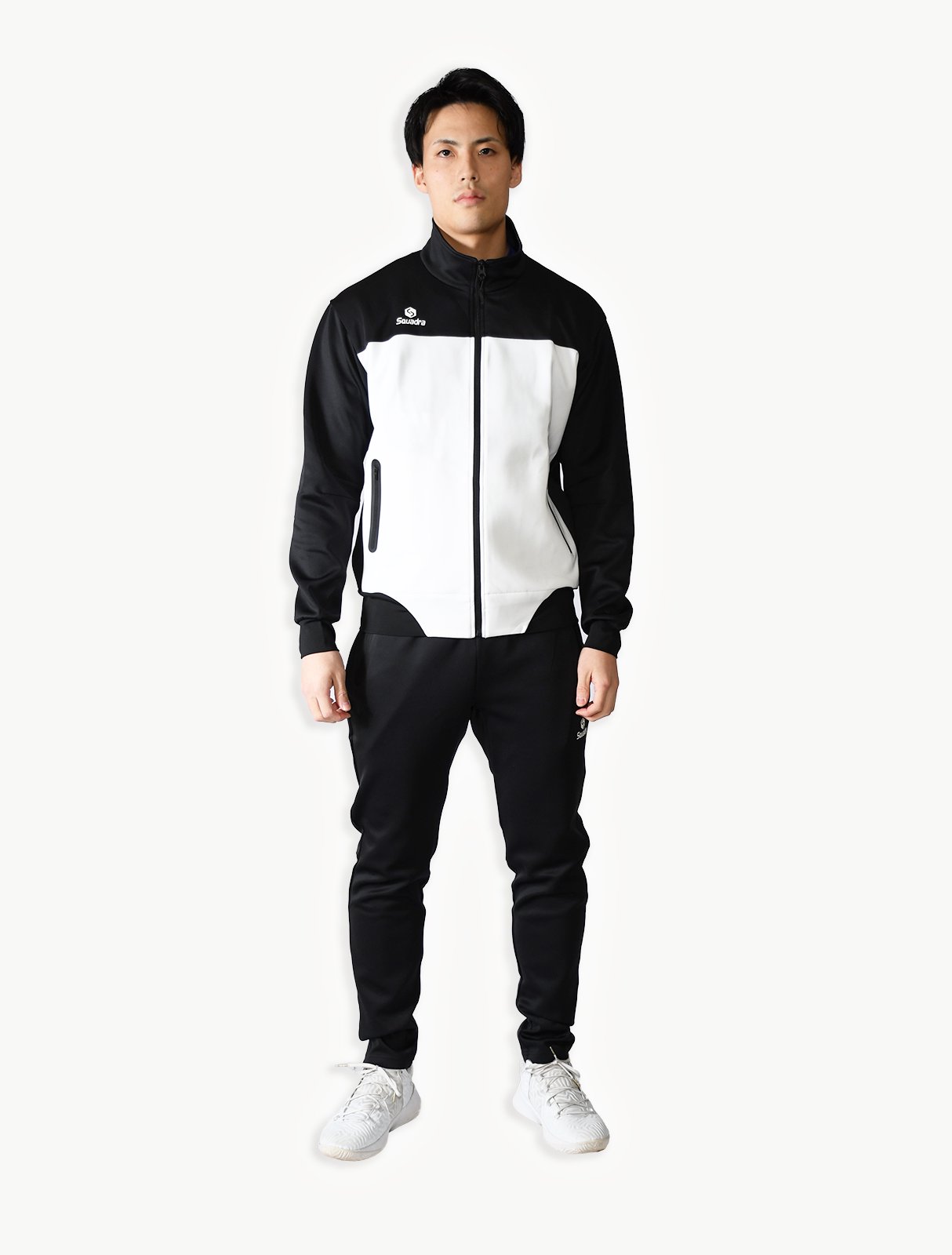 ［ＳＱＵＡＤＲＡ］ストレッチジャージ・ジャケット　WHITE×BLACK - SQUADRA  ATHLETIC-心身を鍛えたくなるようなスポーツウェア＝スクアドラアスレティック