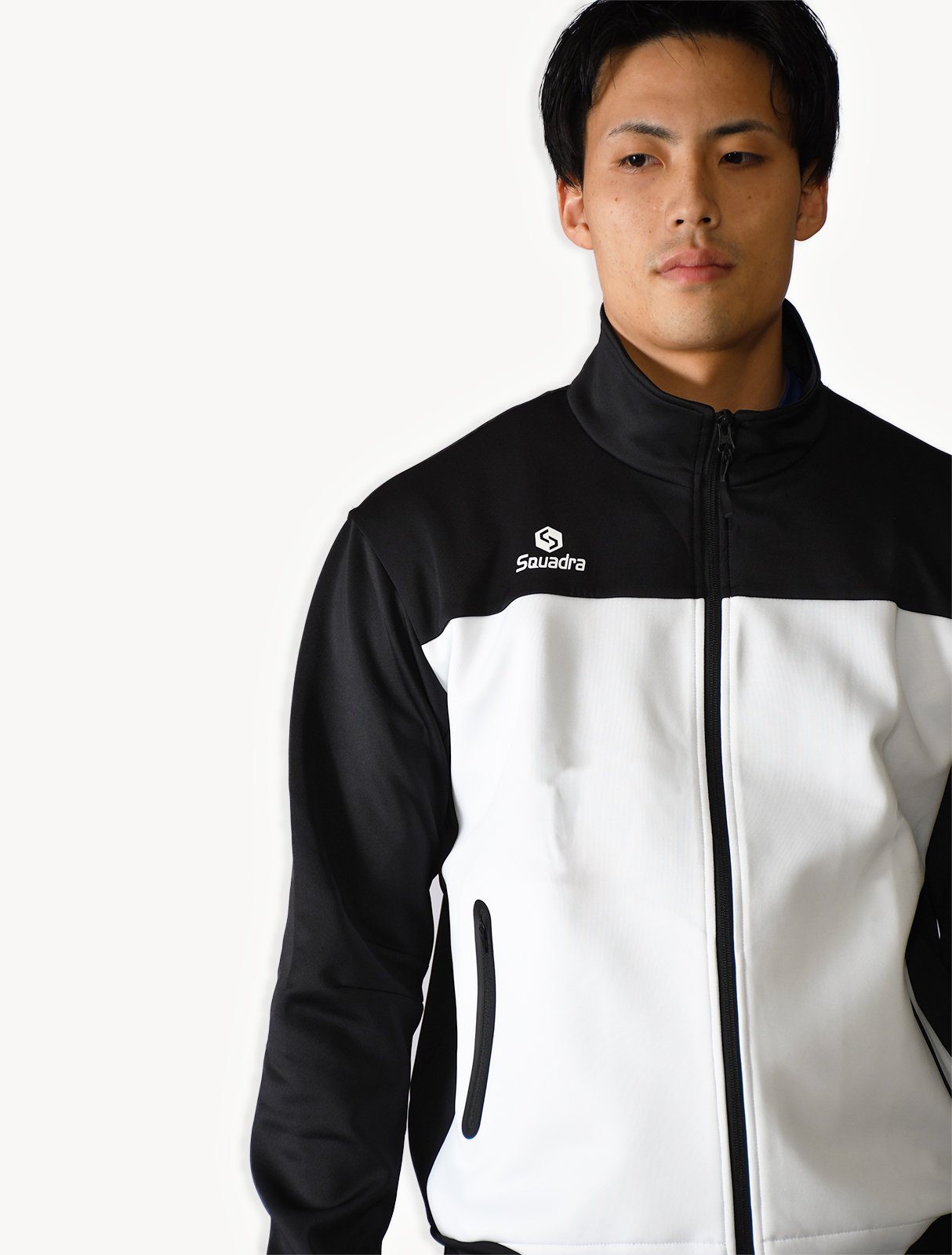 ［ＳＱＵＡＤＲＡ］ストレッチジャージ・ジャケット　WHITE×BLACK - SQUADRA  ATHLETIC-心身を鍛えたくなるようなスポーツウェア＝スクアドラアスレティック