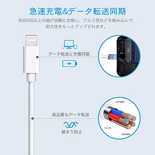 白 USB 充電器 2ポート 12W ACアダプター 1M iPhone 充電ケーブル 2本