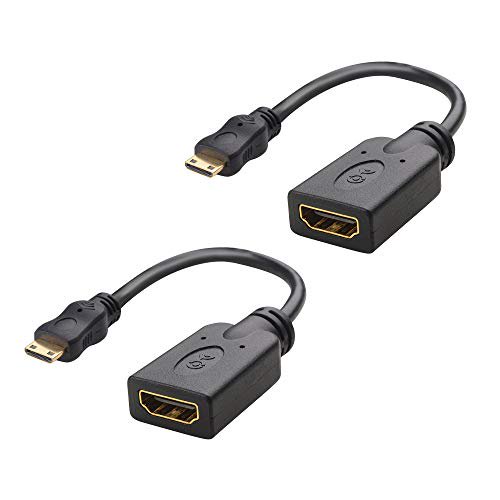 Cable Matters Mini HDMI HDMI 変換アダプタ ミニHDMI HDMI 変換アダプタ HDMI メス Mini HDMI オス  4K解像度 2本セット 15cm ブラック - WES PREMIUM STORE