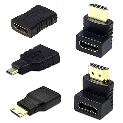 HDMI変換アダプタ コネクター 5種類セット mini HDMI ＆ micro HDMI 90° 270度 L型 延長 コネクター 全部に対応 -  WES PREMIUM STORE