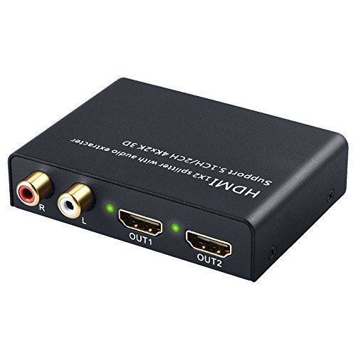 ELEVIEW HDMI 分配器 1入力 2出力 + 音声 分離 2画面 同時出力（SPDIF/Toslink 光デジタル +  RCAステレオ音声出力）hdmi スプリッター 音声分配 hdmi オ - WES PREMIUM STORE
