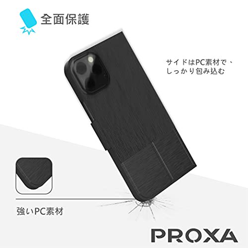 black 【2021新型】PROXA iPhone 12 Pro Max 用 財布型 ケース 手帳型 6.7インチ カード収納 スタンド機能  マグネチック式 全面保護 スクラッチ防止 Apple - WES PREMIUM STORE
