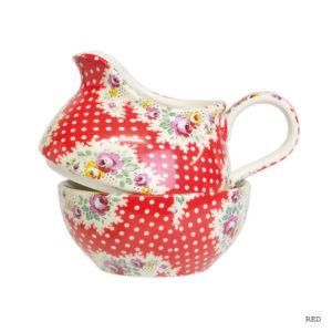AVOCA Cream&Suger Stacker Antique Paisley Red