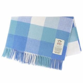 Lambswool Baby blanket Blue Check