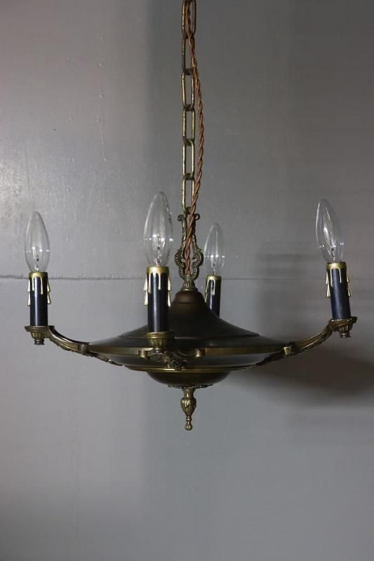 1940s 4-bulbs Brass Chandelier/ビンテージショップ - Unknown 1940s 4-bulbs Brass Chandelier/ビンテージショップ - Unknown