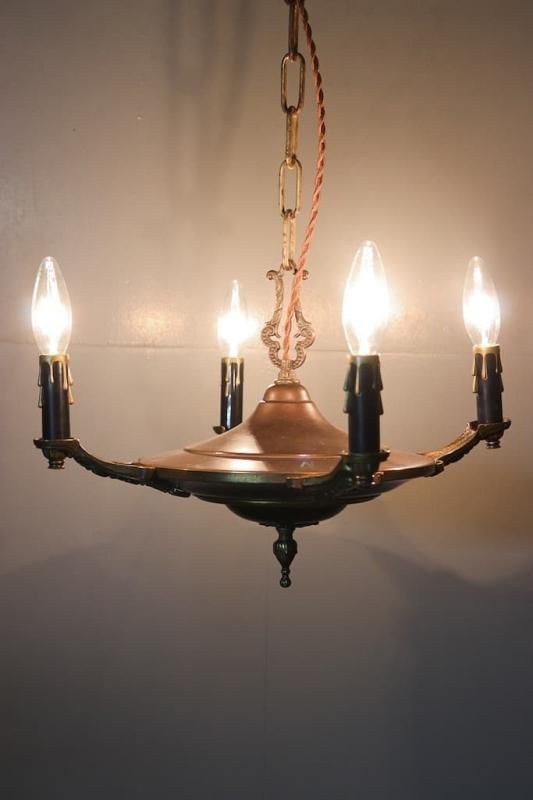 1940s 4-bulbs Brass Chandelier/ビンテージショップ - Unknown 1940s 4-bulbs Brass Chandelier/ビンテージショップ - Unknown