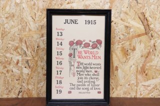 1915 Weekly Calendar&Frame