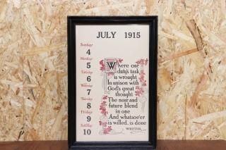 1915 Weekly Calendar&Frame