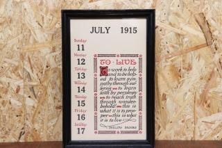 1915 Weekly Calendar&Frame