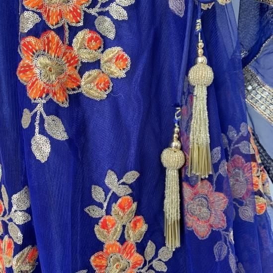レヘンガ ／ Lehenga ネイビー x オレンジ ◇◇ インド 民族衣装