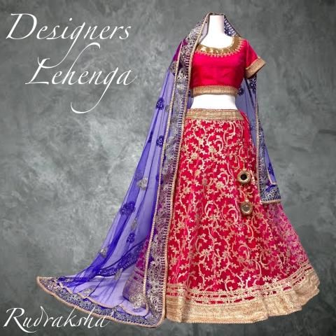 レヘンガ Lehenga マゼンダ X ブルー インド 民族衣装 ダンス衣装 ボリウッド インドフュージョンダンス インド舞踊 ウエディングドレス