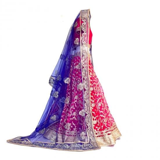 レヘンガ／Lehenga マゼンダ x ブルー ◇◇ インド 民族衣装
