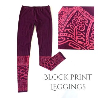 ブロックプリントレギンス 12分丈◆◇Block print leggings