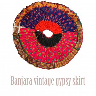 Banjara gypsy skirt #5 vintage ＊ ラジャスタンバンジャラスカート《フーシャピンクxネイビーブルー》フルサーキュラー